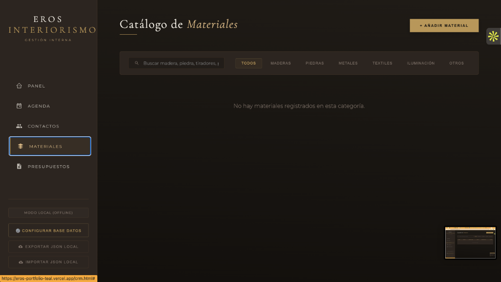 Eros CRM Materiales