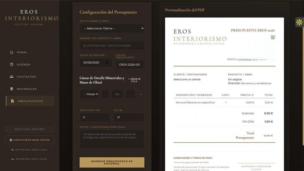 Eros CRM Presupuestos